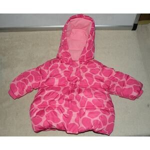Gymboree Girls 6-12 Mos. Fleece Lined Puffer Jacket Coat Pink Hooded